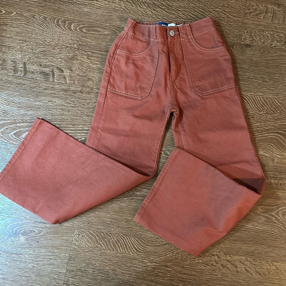 Girls Rust Colored Old Navy Baggy Wide Leg Jeans